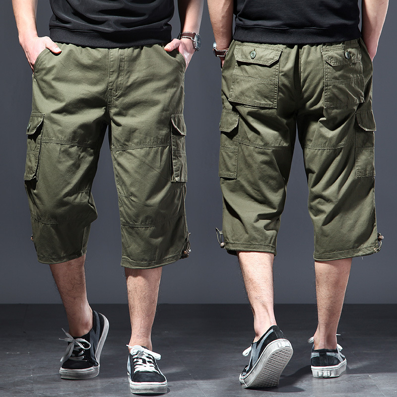 Streetwear Brand Shorts - Herren Baumwoll-3/4-Hose, locker geschnitten, Übergröße, lässige
