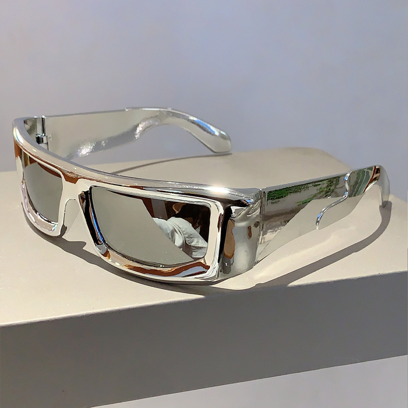 Streetwear Brand Y2K - Y2k Wrap-Around Herren-Sonnenbrille Neue Metallrand-Sonnenbrille für