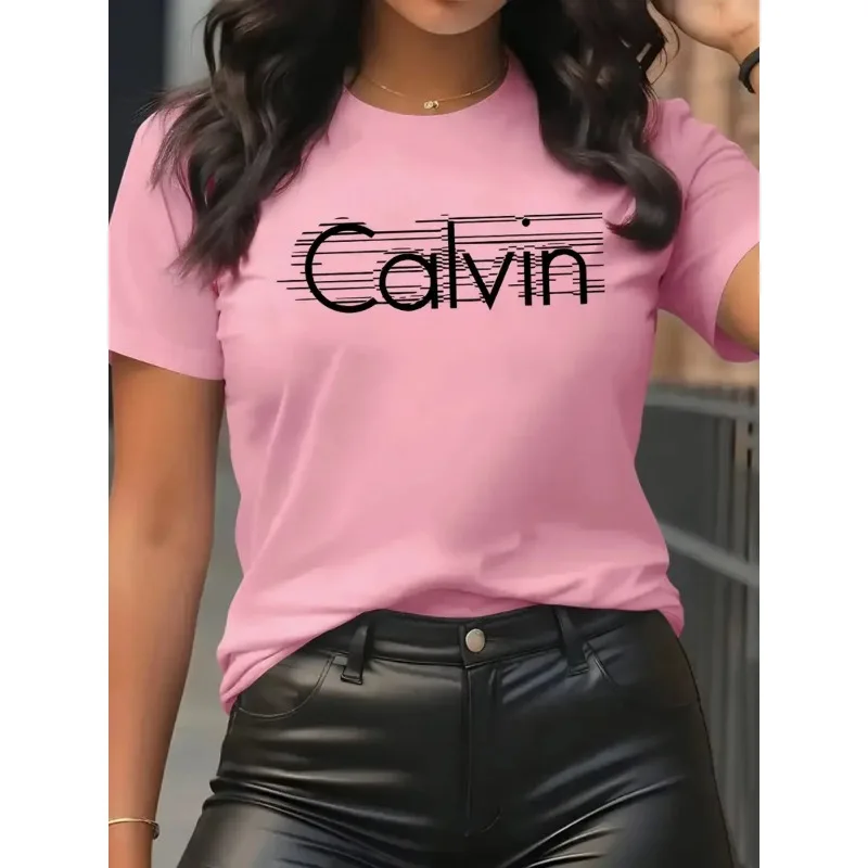 Streetwear Brand Y2K - Calvin Damen T-Shirt Freizeit Mode Kurzarm