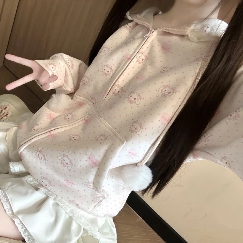 Streetwear Brand Y2K - Japanische Subkultur Süßer Kawaii Spitzen-Kapuzenpullover Frühling