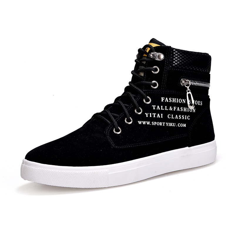 Streetwear Zipper - Schwarze High-Top-Sneaker für Herren zum Schnüren,