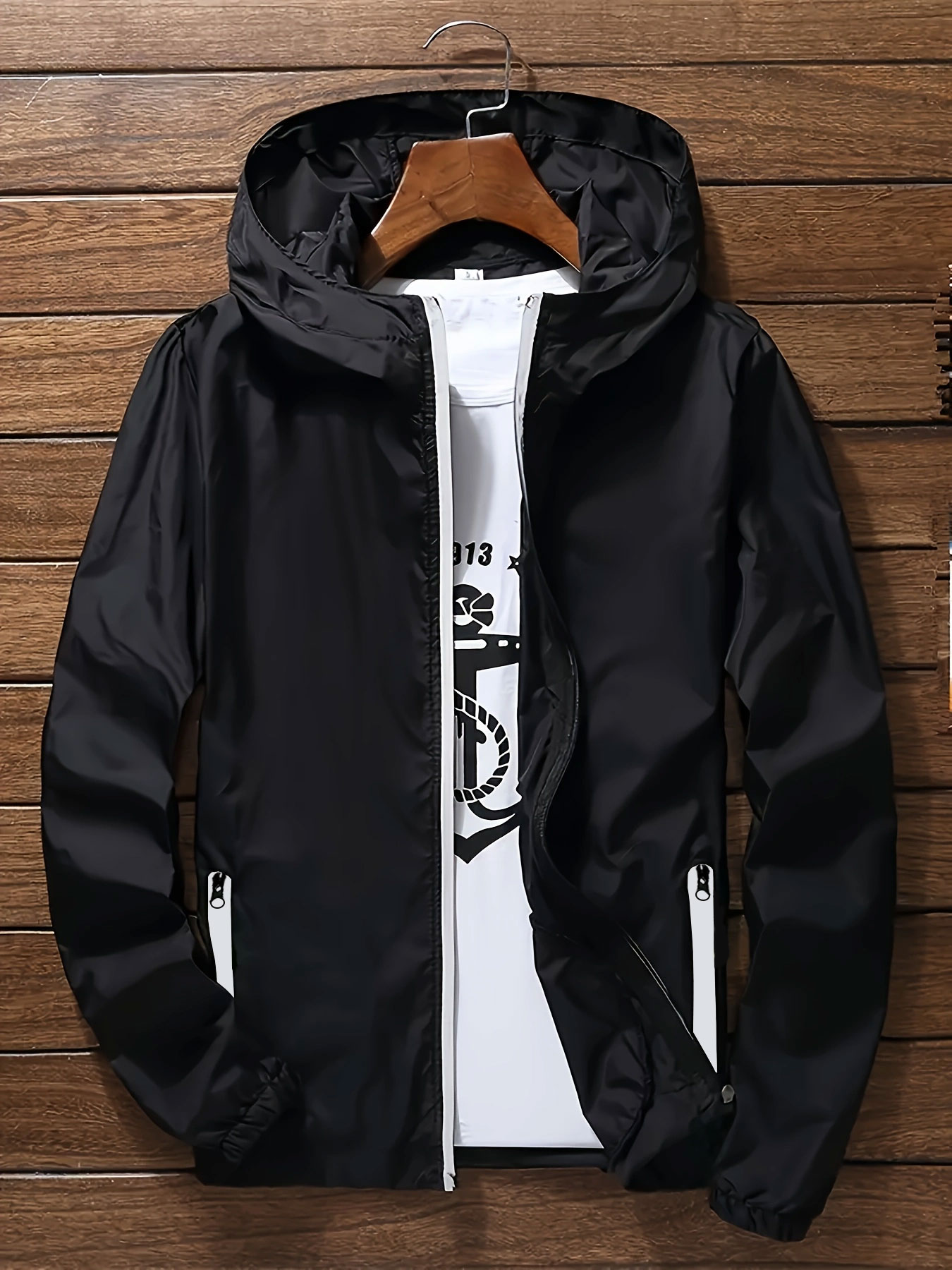 Streetwear Zipper - Herren Premium Leichtgewicht-Windbreaker mit Kapuze, Schnelltrocknende