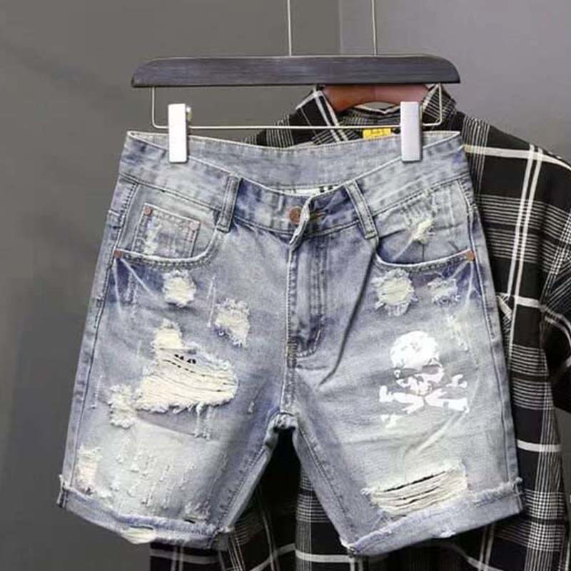 Streetwear Brand Shorts - Sommer männer Getragen Perle Loch Bettler