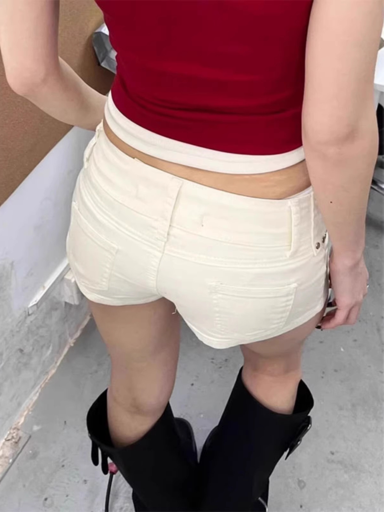 Damen Low-Rise Weiße Denim-Sho – Streetwear Brand Shorts Bewertung und Preis